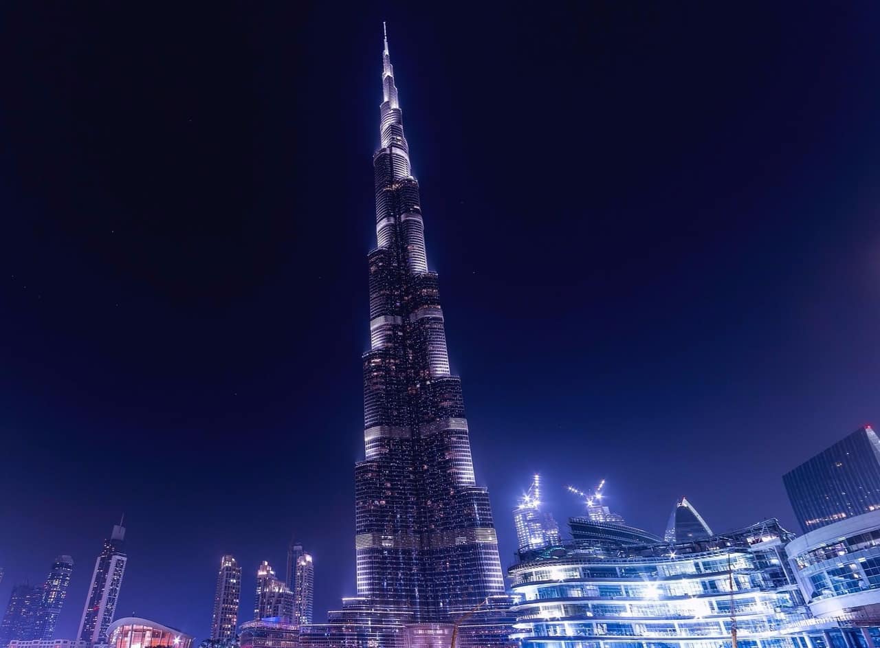 Burj Khalifa lit up at night